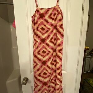 Pink and Brown Tie-Dye Maxi Dress